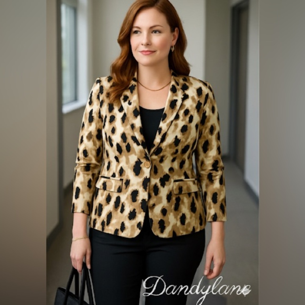 Chico’s Natural Animal Print Blazer  Size 2(L)